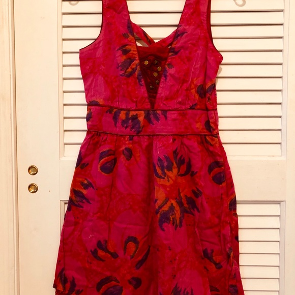 Free People Pink Pattern Dress 👗 - Picture 1 of 5